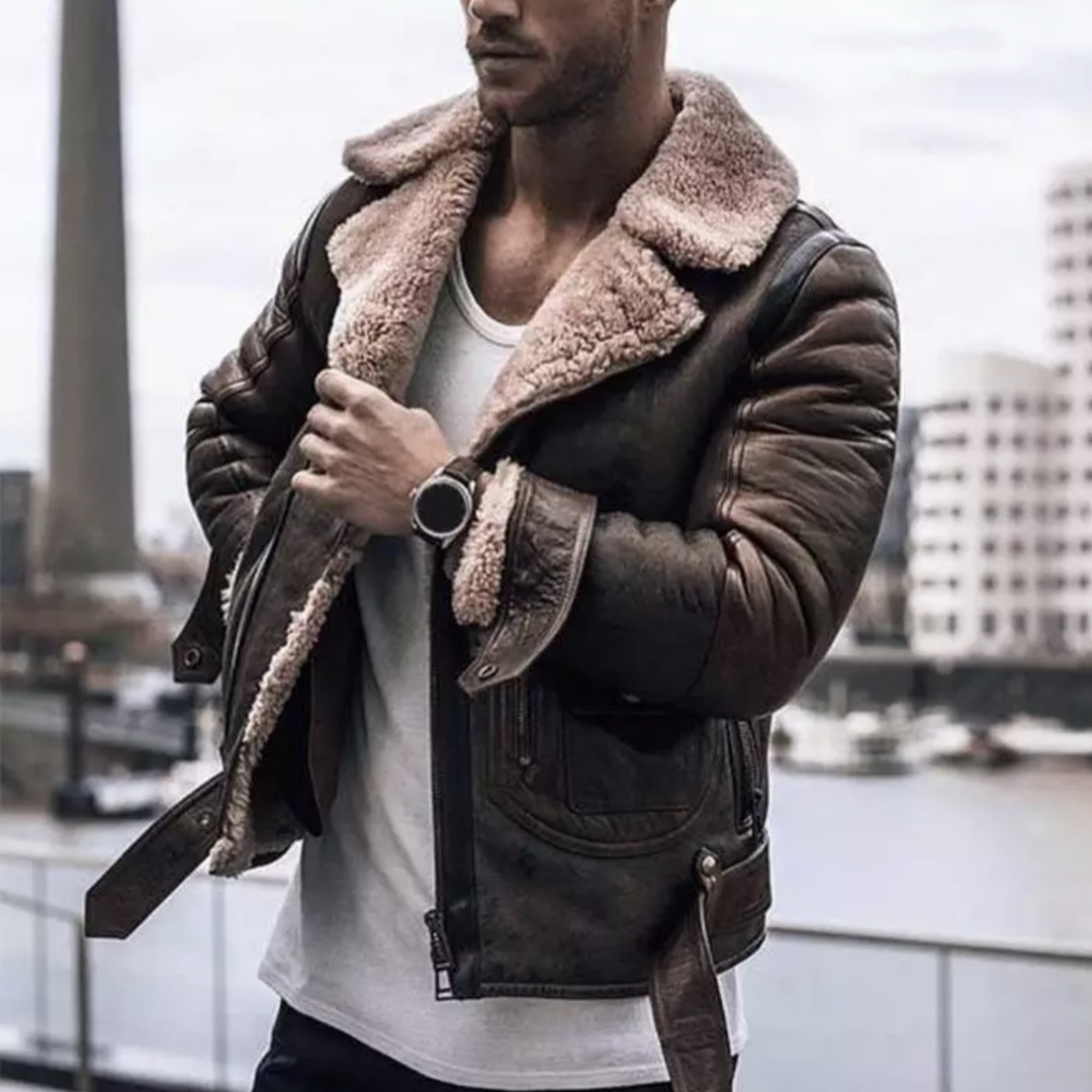 Casaco de inverno masculino quente e estiloso, oferece proteção contra o frio intenso, peça essencial para moda masculina.