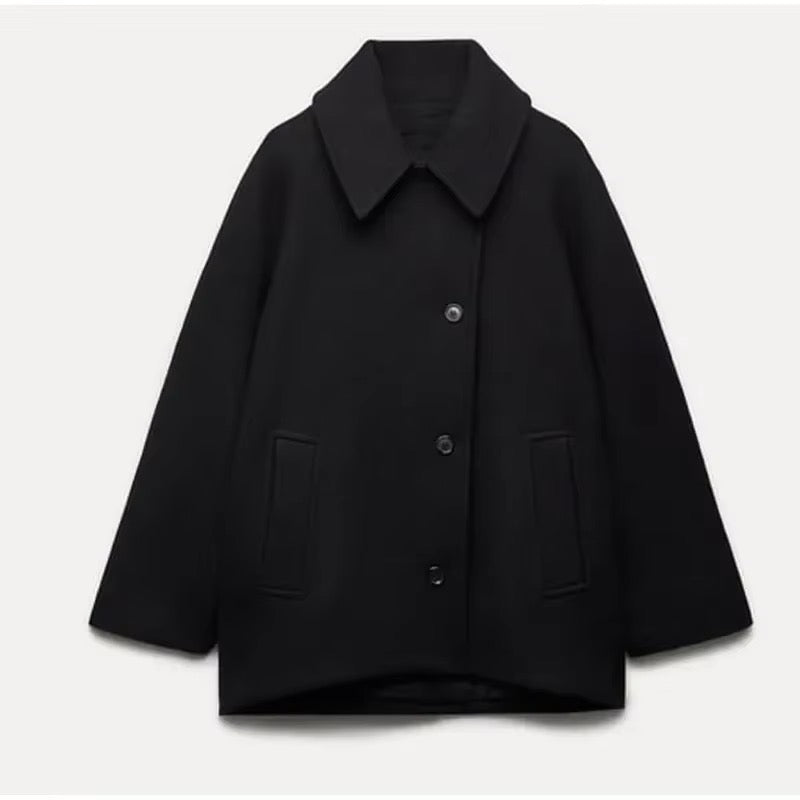 Casaco feminino oversized, elegante e quente para outono/inverno. Conforto e estilo casual.