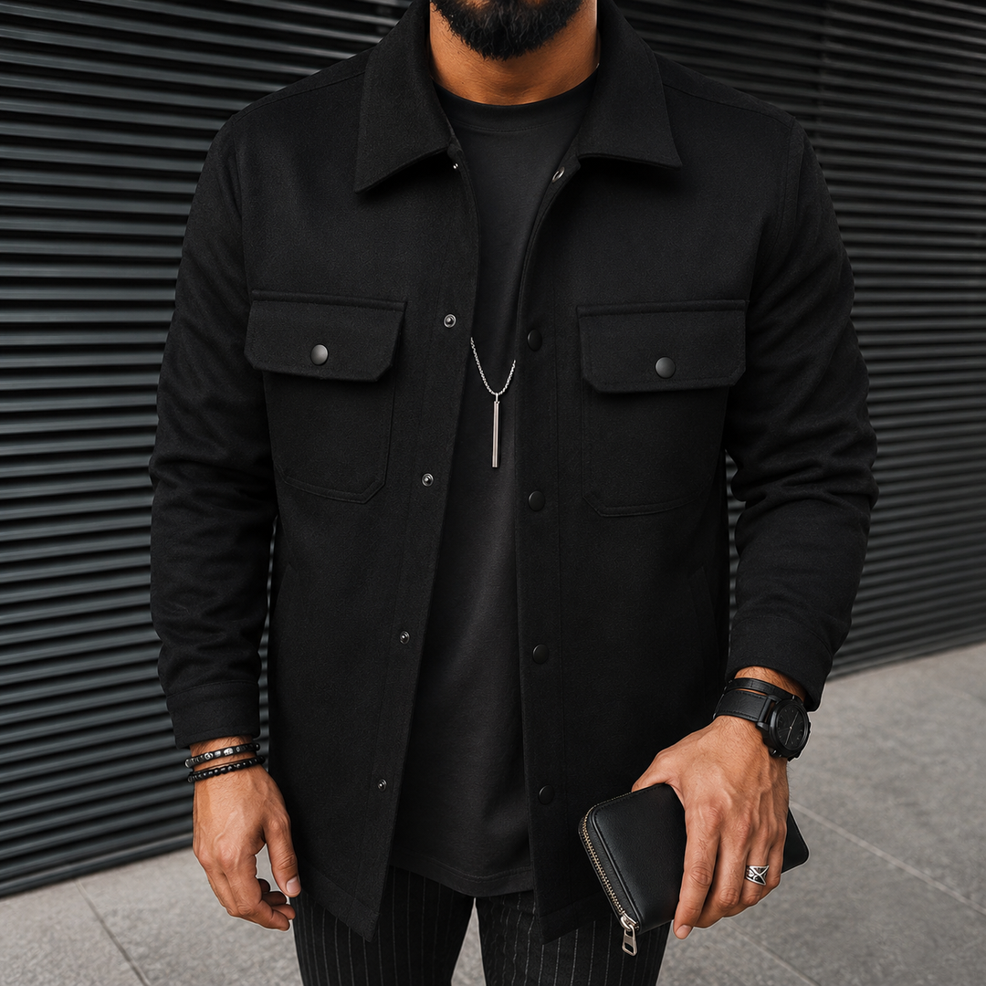 Sobrecamisa masculina Finn casual com botões, ideal para outono/inverno.