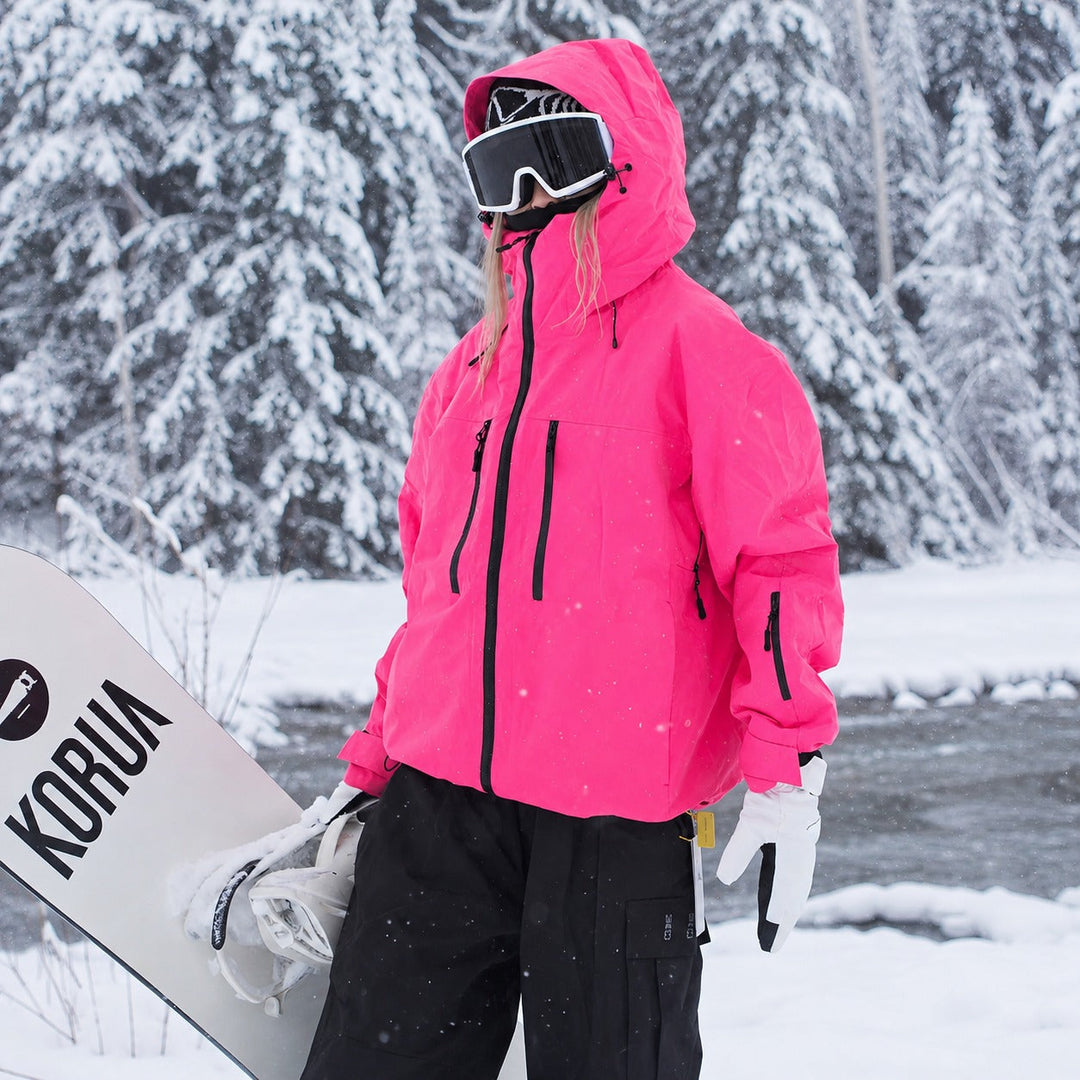 Jaqueta de esqui feminina moderna para inverno, ideal para aventuras na neve. Estilo esportivo, quente e confortável.