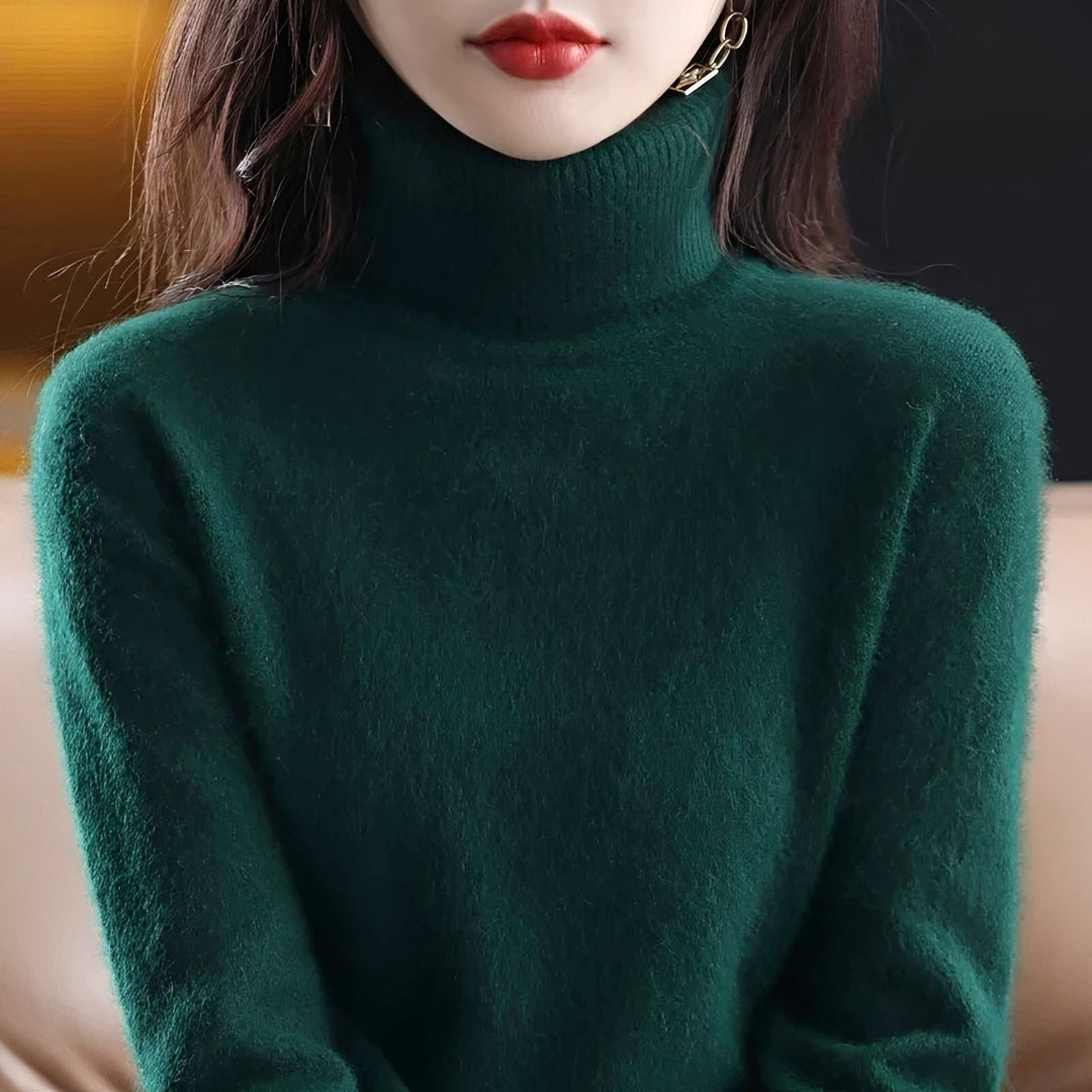 Gola alta feminina para o frio, um pullover confortável e estiloso para todas as ocasiões.