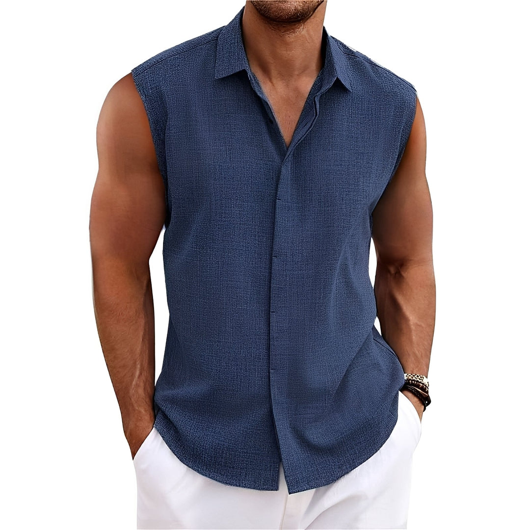 Regata masculina de verão Romy, leve e fresca. Perfeita para o conforto casual e estilo masculino na moda.