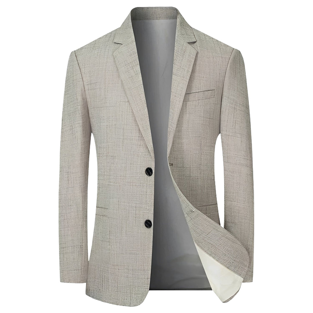 Blazer masculino casual slim fit cinza claro, versátil para o dia a dia ou eventos de outono. Moda masculina.