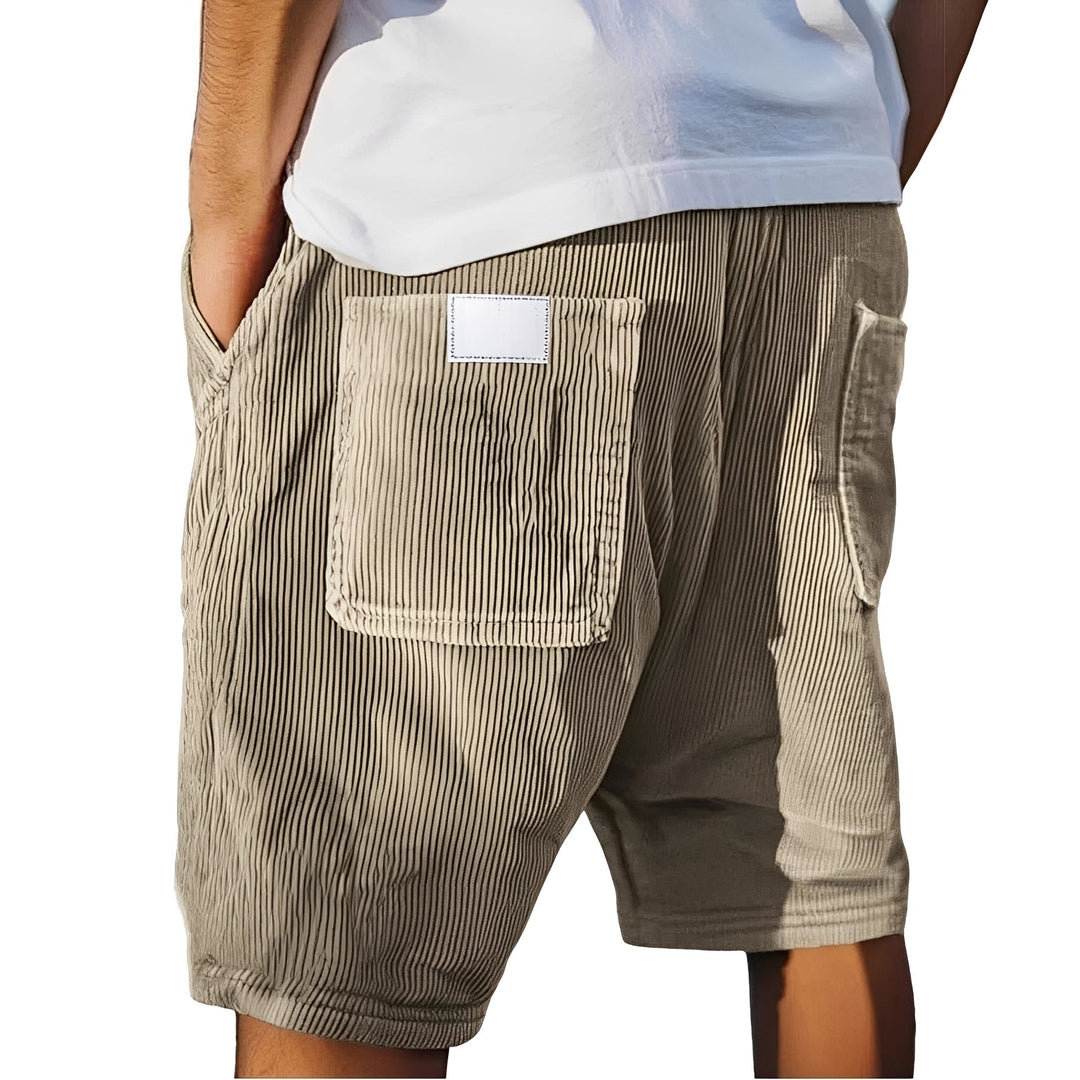 Shorts casuais canelados masculinos para conforto e estilo de verão. Roupa de lazer.