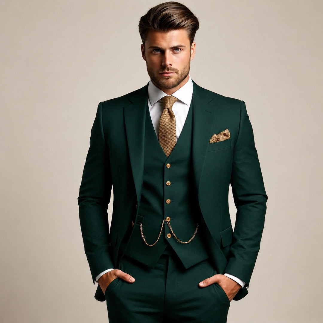 Roupa social masculina completa: Terno formal de 3 peças com paletó, colete e calça. Ideal para ocasiões especiais.