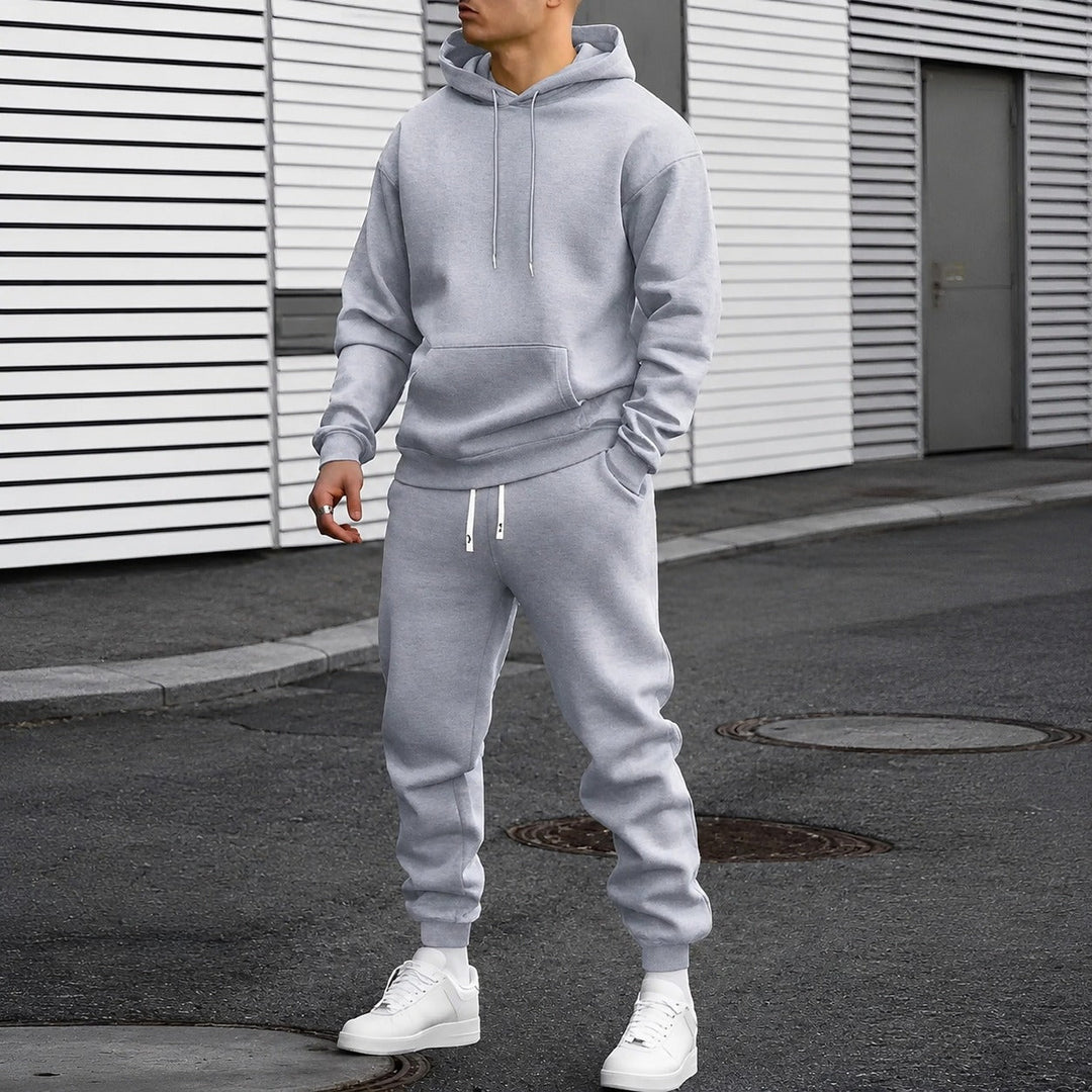 Conjunto masculino de agasalho com capuz para inverno/outono. Ideal para conforto diário, casual e lazer.