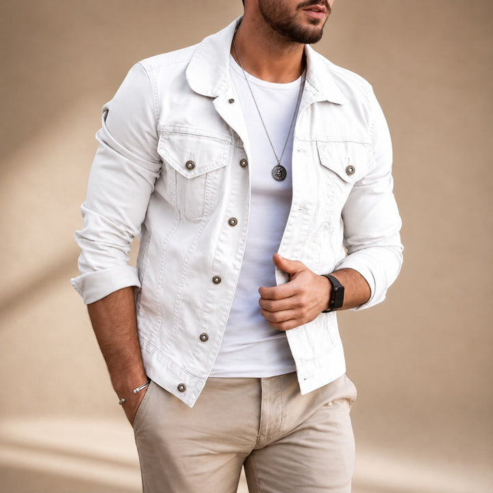 Casaco masculino clássico versátil para outono e primavera, ideal para uso diário com estilo elegante.