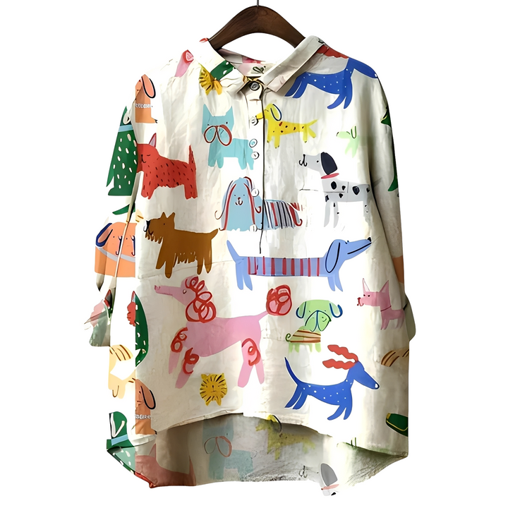 Blusa feminina elegante de manga longa estampada, perfeita para o conforto e estilo único no outono inverno.