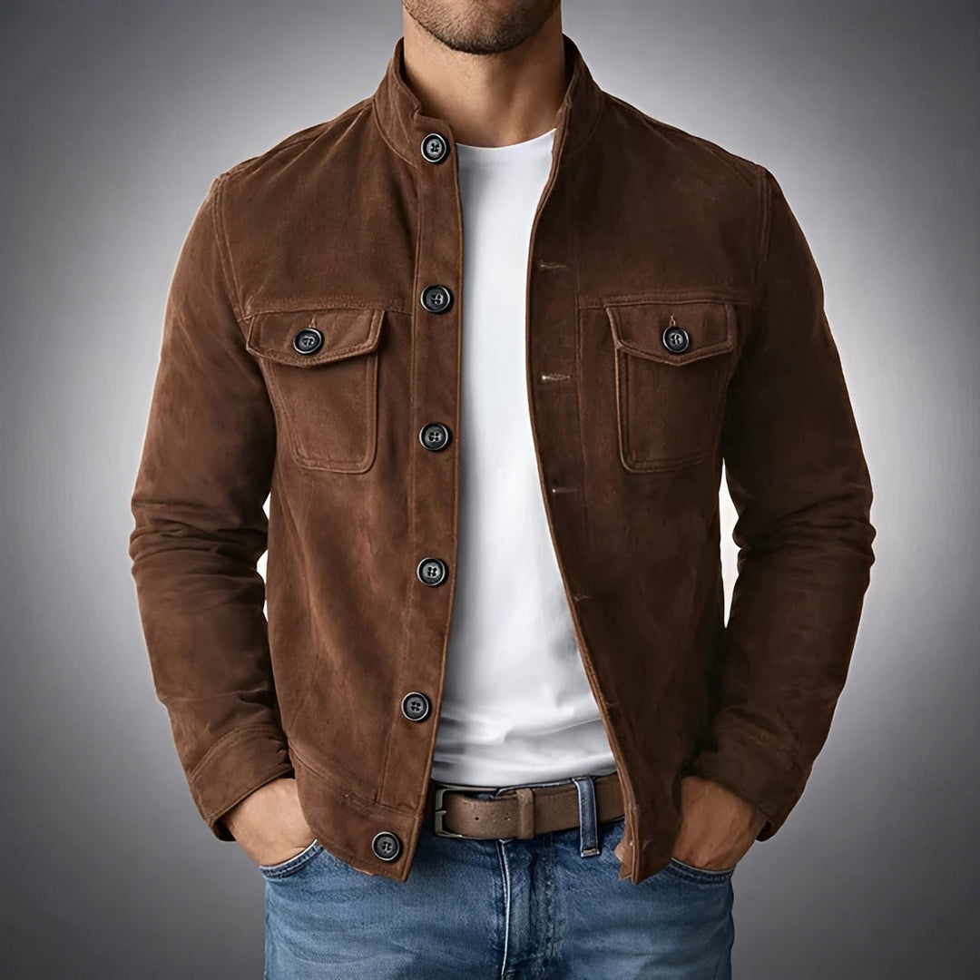 Jaqueta de botões masculina, ideal para um visual casual e moderno. Estilo diário e roupa masculina.