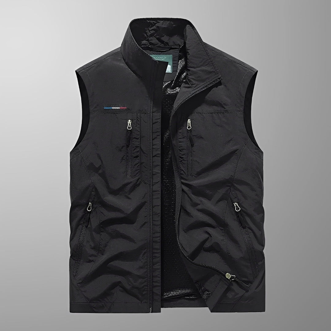 Colete casual masculino sem mangas, estilo cargo, para roupa urbana no inverno.