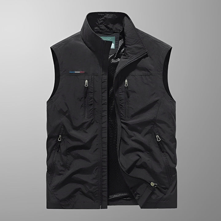 Colete casual masculino sem mangas, estilo cargo, para roupa urbana no inverno.