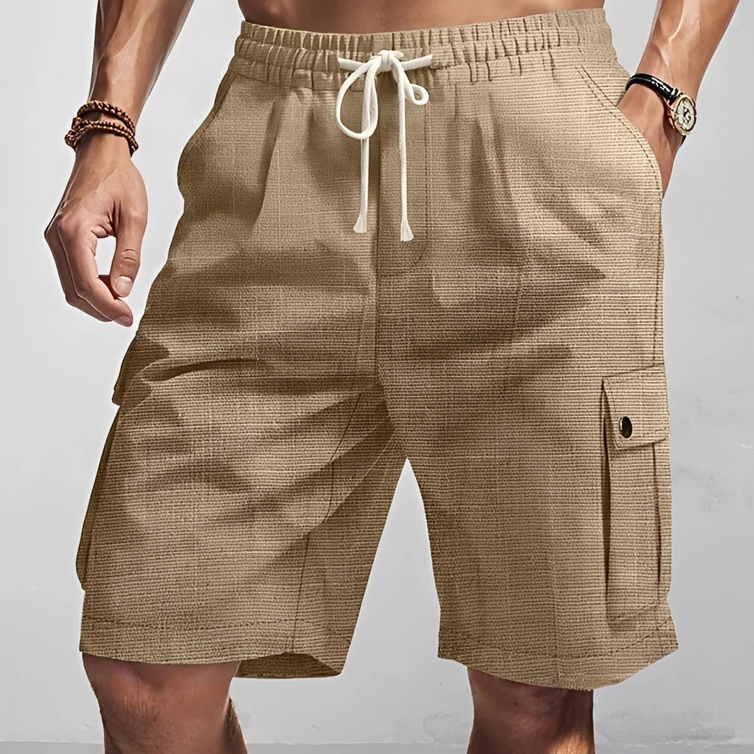 Calções masculinos casuais com estilo e conforto para o dia a dia. Perfeito para moda de verão e praia.