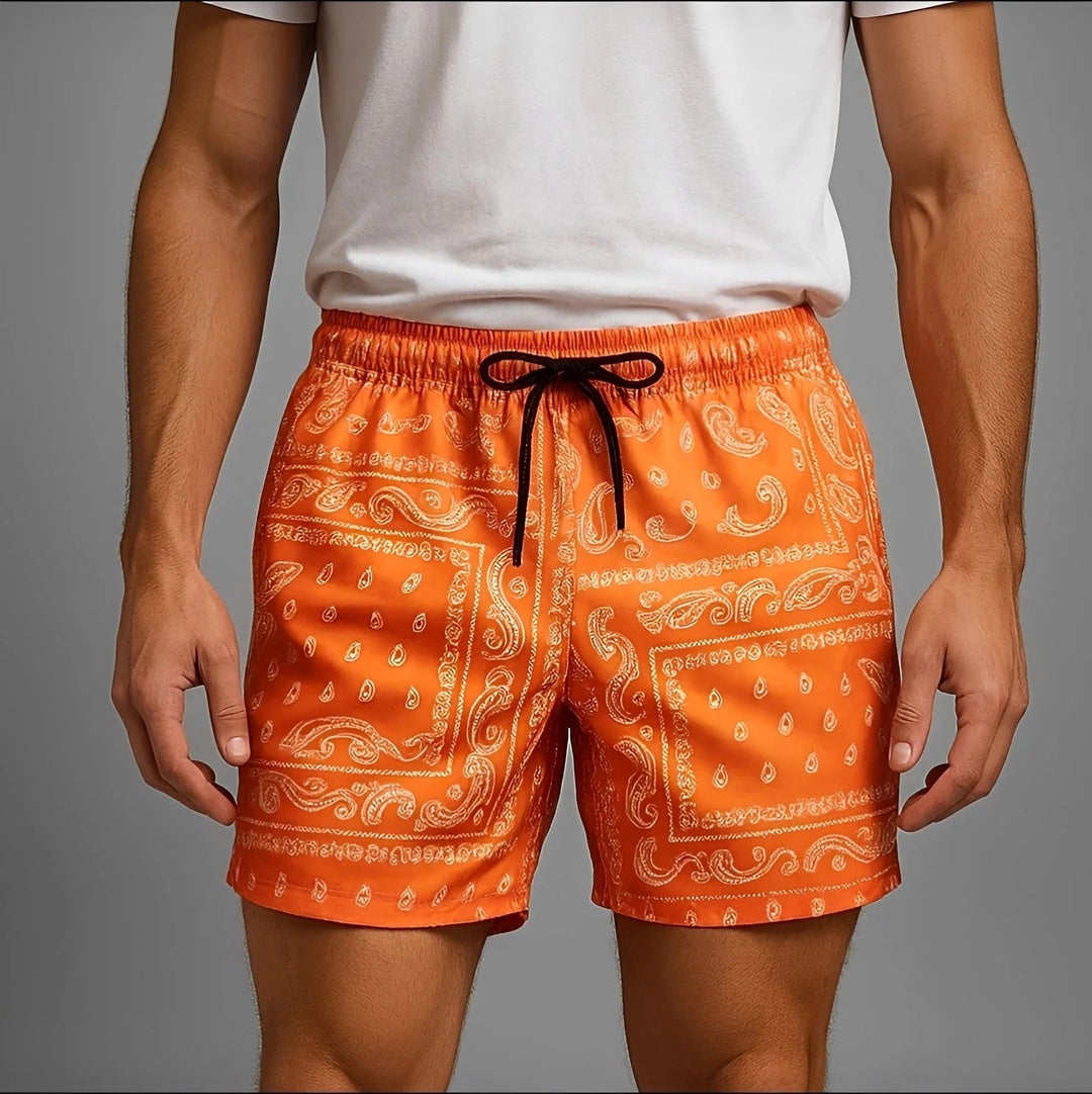 Shorts masculinos casuais em cor vibrante, ideais para verão e lazer. Conforto e moda masculina.