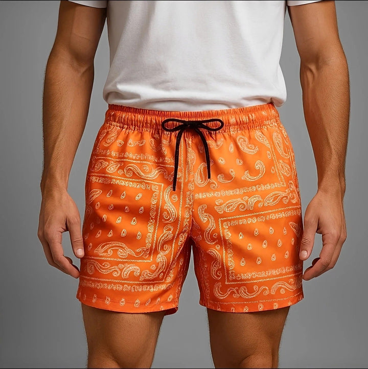 Shorts masculinos casuais em cor vibrante, ideais para verão e lazer. Conforto e moda masculina.