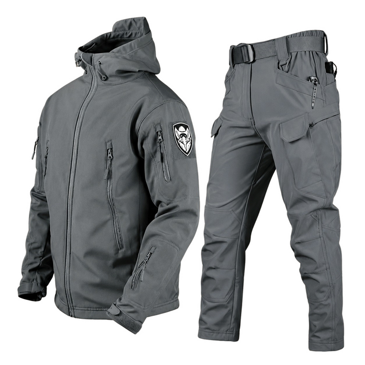Roupa de esqui masculina completa, à prova d'água, para aventura e conforto no inverno.