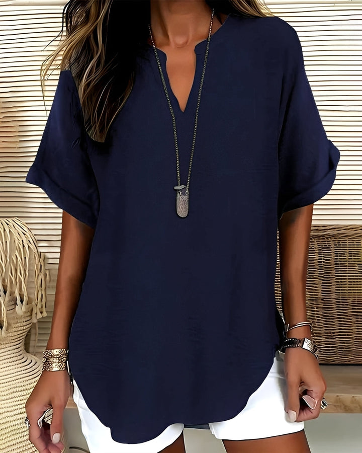 Tops femininos: Blusa casual solta para máximo conforto. Moda feminina versátil para verão, primavera e outono.