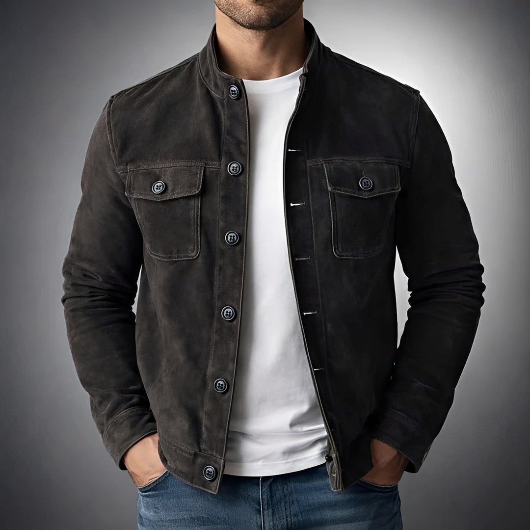 Roupa masculina: jaqueta casual com botões, versátil para diversas ocasiões. Conforto e moda diária.