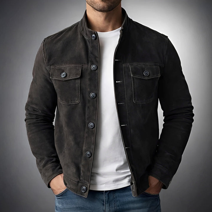 Roupa masculina: jaqueta casual com botões, versátil para diversas ocasiões. Conforto e moda diária.