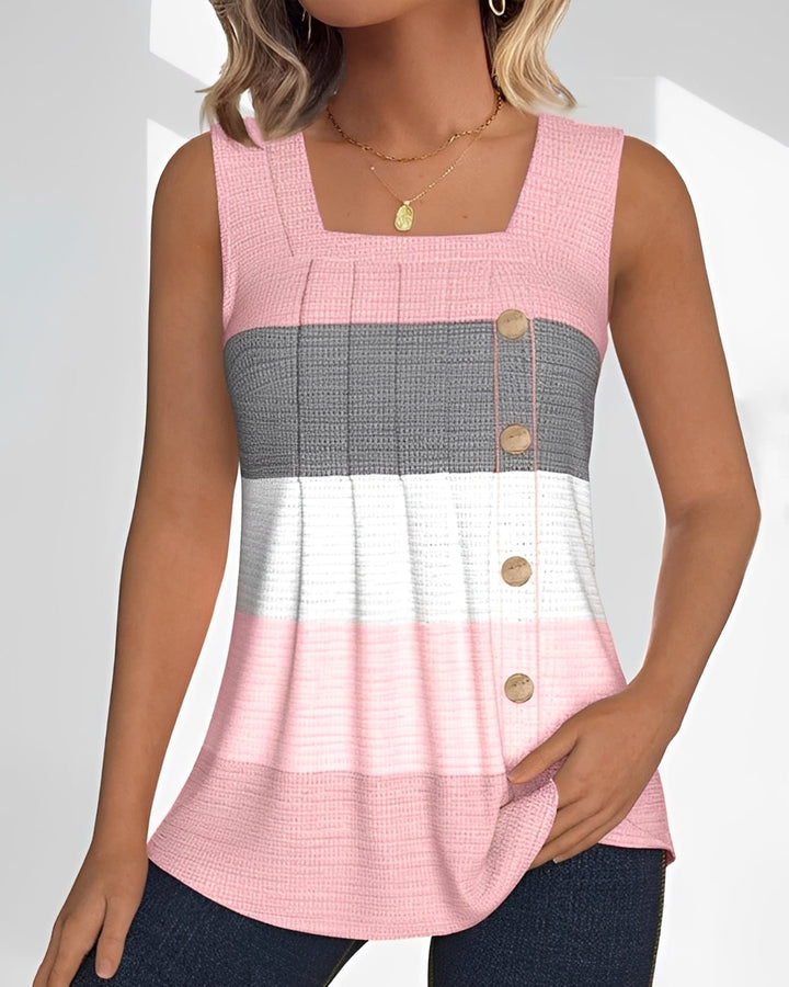 Regata feminina listrada solta, perfeita para o verão. Conforto e estilo para a mulher moderna.