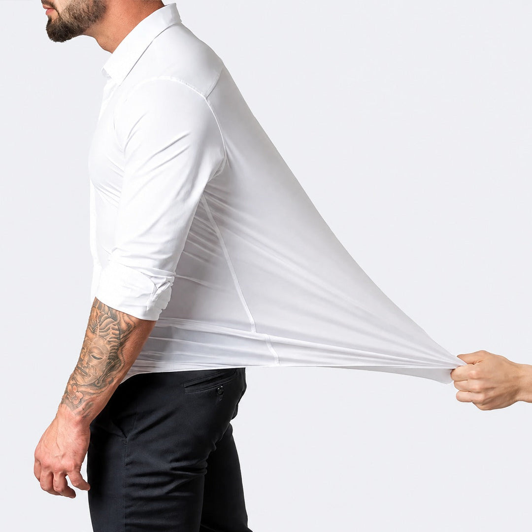 Camisa masculina durável, confortável e elegante, com elasticidade para qualquer ocasião, do trabalho ao casual.