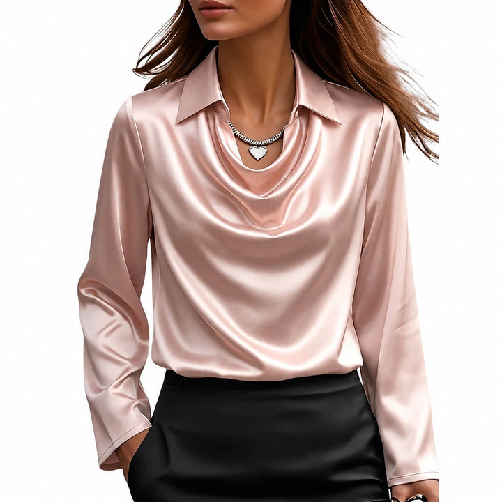 Blusa feminina social com brilho, manga longa, perfeita para festas, eventos noturnos e looks de escritório elegantes.