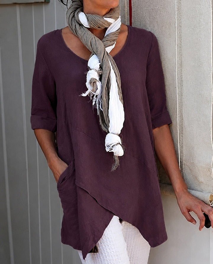 Camisa feminina casual de verão. Blusa solta para máximo conforto diário, perfeita para o clima quente da primavera/verão.