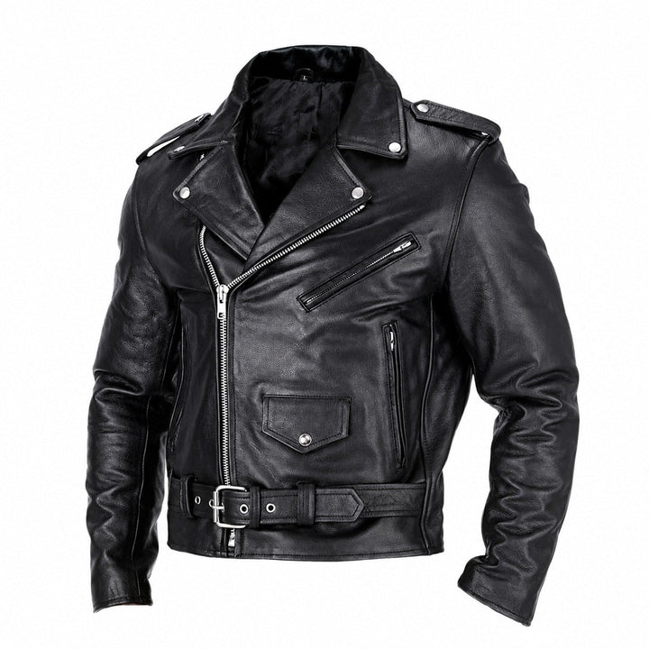 Jaqueta biker masculina Henrik preta, elegante para outono/inverno. Estilo casual chic para o dia a dia.