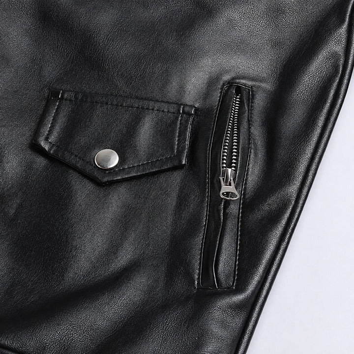 Jaqueta masculina Henrik preta, design biker elegante. Um sobretudo versátil para looks casuais de outono/inverno.