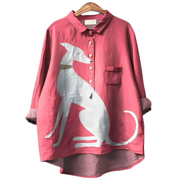 Roupa feminina elegante: blusa de manga longa estampada que oferece conforto e estilo para todas as ocasiões.