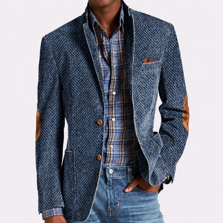 Casaco masculino estilo blazer retrô. Peça evergreen de moda masculina para elegância e sofisticação.