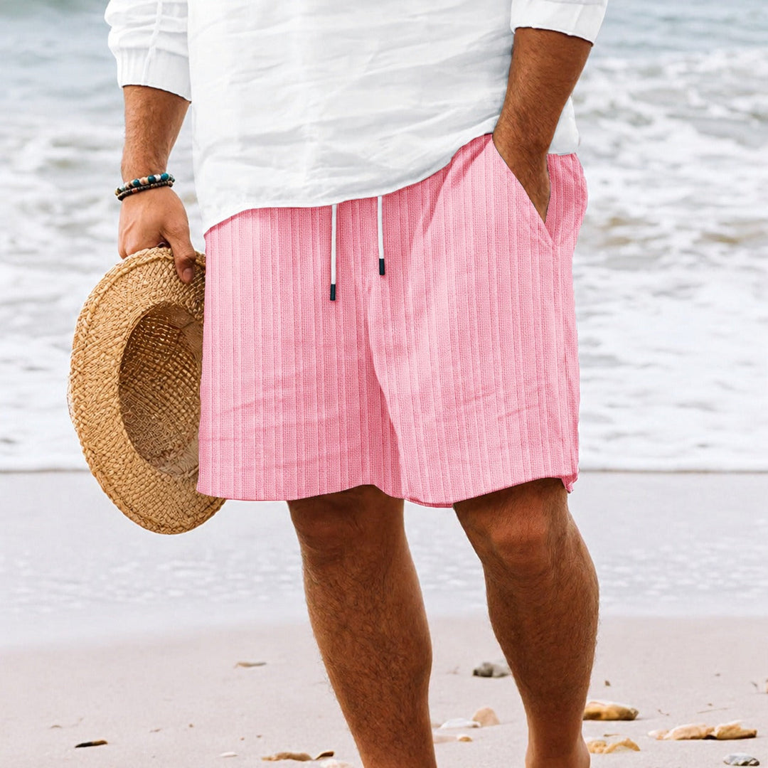 Bermuda masculina listrada, ideal para o verão e a praia. Estilo casual e confortável para a moda praia.
