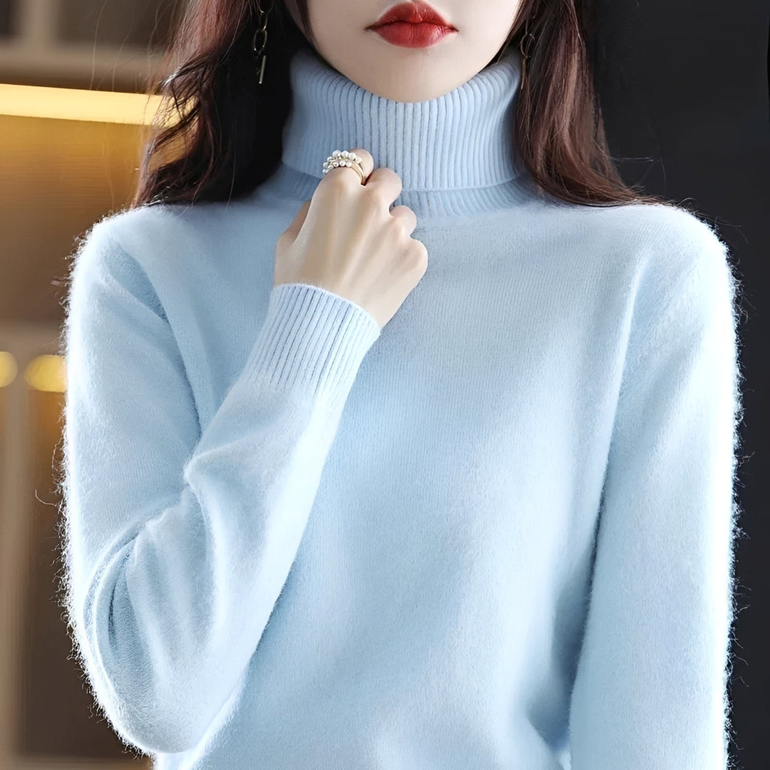 Gola alta feminina: suéter chic e macio, perfeito para a moda casual e dias frios.