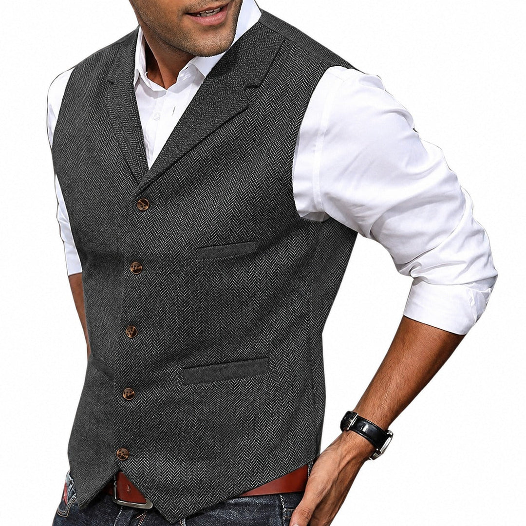 Colete masculino clássico formal, estilo versátil para moda social e casual chic. Peça elegante para homens.