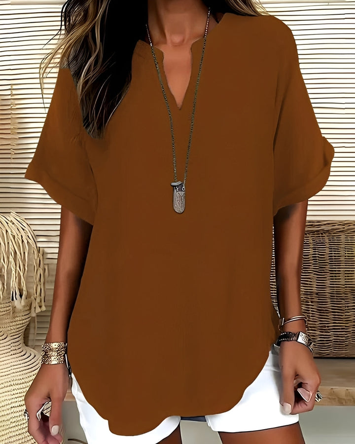 Blusa feminina casual solta, para um estilo sem esforço. Ideal para conforto em dias de primavera e verão. Moda feminina.