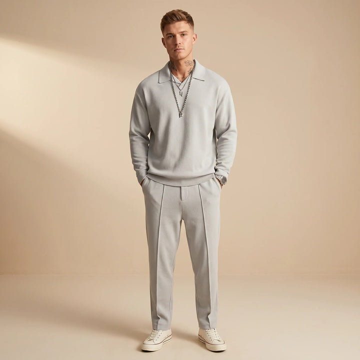 Conjunto masculino moderno e estiloso de verão. Roupa confortável e casual para o dia a dia.