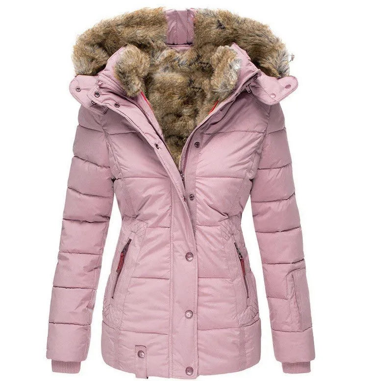 Casaco feminino de inverno com corte elegante. Roupa moderna e aconchegante para o frio.
