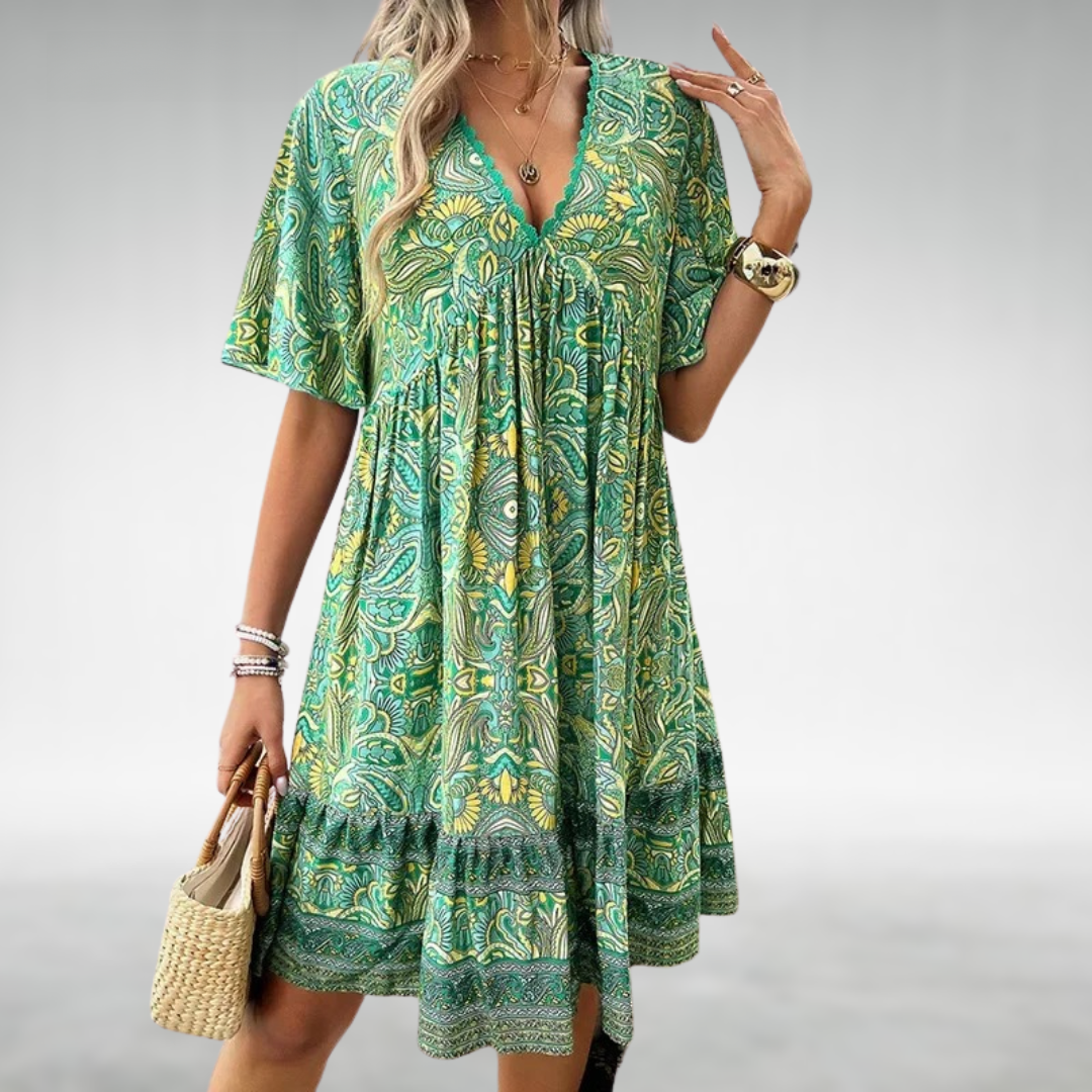 Vestido feminino elegante e luxuoso. Perfeito para festa, trabalho ou casual. Conforto e estilo versátil para verão/primavera.