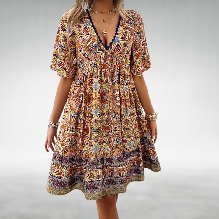 Vestido feminino super confortável e elegante. Design luxuoso, versátil para trabalho ou festa. Moda primavera/verão.