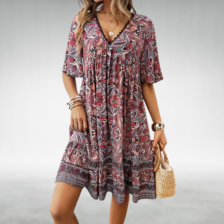 Vestido feminino elegante para festa, trabalho ou casual. Conforto luxuoso e versátil. Estilo moda primavera/verão.