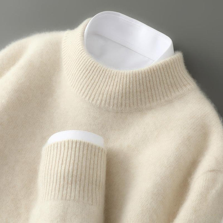 Suéter feminino elegante gola alta, manga longa, para inverno e outono. Peça moderna e confortável.