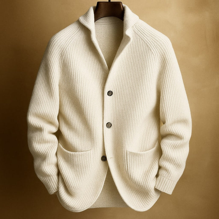 Suéter cardigan masculino confortável para outono/inverno, peça essencial de roupa masculina estilosa.