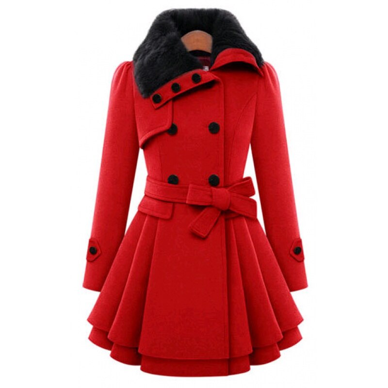 Agasalho feminino de inverno, clássico e casual chic. Gola forrada para o frio, ideal para moda elegante.