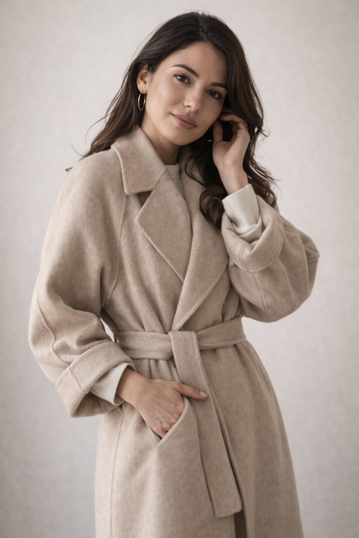 Casaco feminino envelope confortável, estilo outono inverno. Agasalho perfeito, moda elegante e vestuário casual.