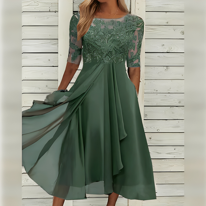Vestido feminino elegante e casual chique, modelo midi de verão para ocasiões especiais. Disponível em cores.