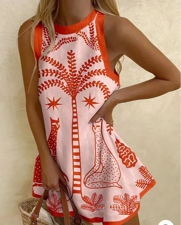 Roupa feminina: vestido curto casual de verão, leve e fresco. Perfeito para o estilo de verão em amarelo, laranja ou rosa.