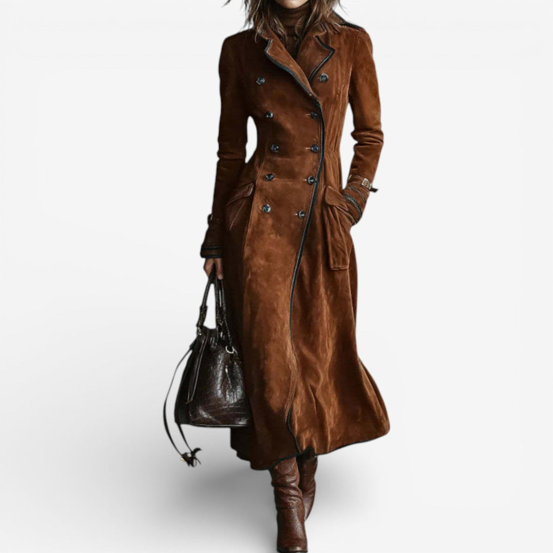 Casaco trench feminino elegante, ideal para outono/inverno, com estilo clássico e sofisticado.
