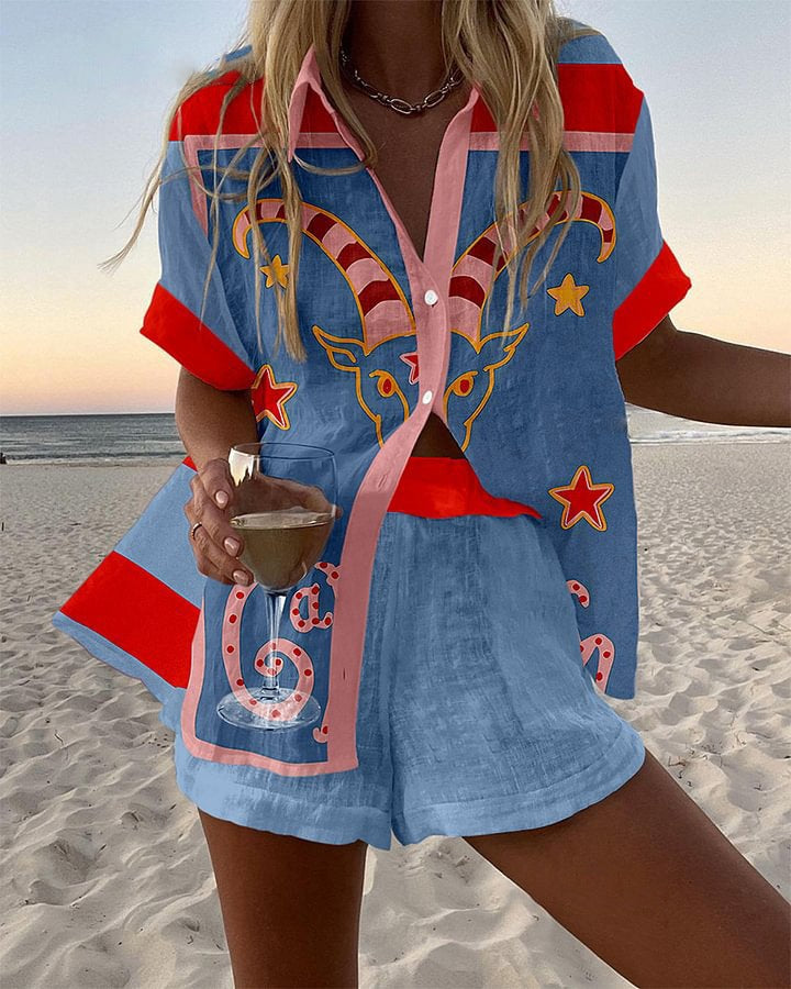 Conjunto feminino leve de verão com shorts e top, ideal para um estilo casual e confortável.