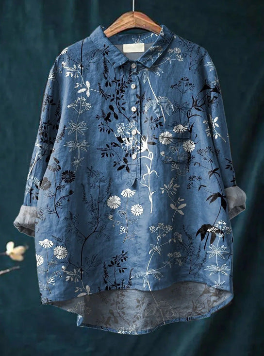 Blusa feminina floral estilo clássico para o verão. Estampada, elegante e confortável, perfeita para moda casual.
