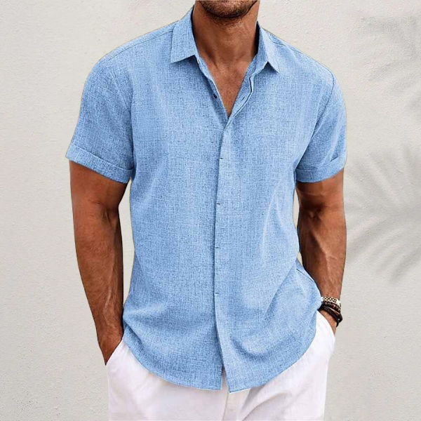 Camisa masculina de verão, manga curta e tecido super leve, ideal para o calor e moda casual.