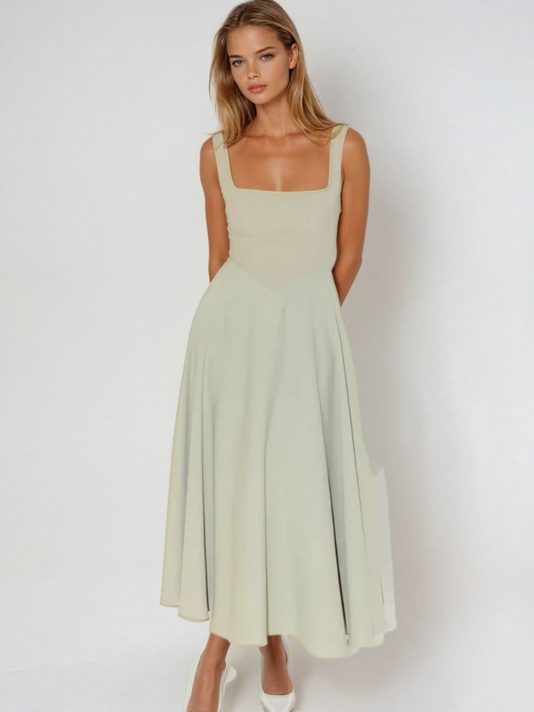 Vestido elegante feminino decote ombro a ombro para festa.